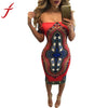 Women Dress Traditional African Print Dashiki Bodycon Sexy Short Sleeve  Dress With High Quality #LYW