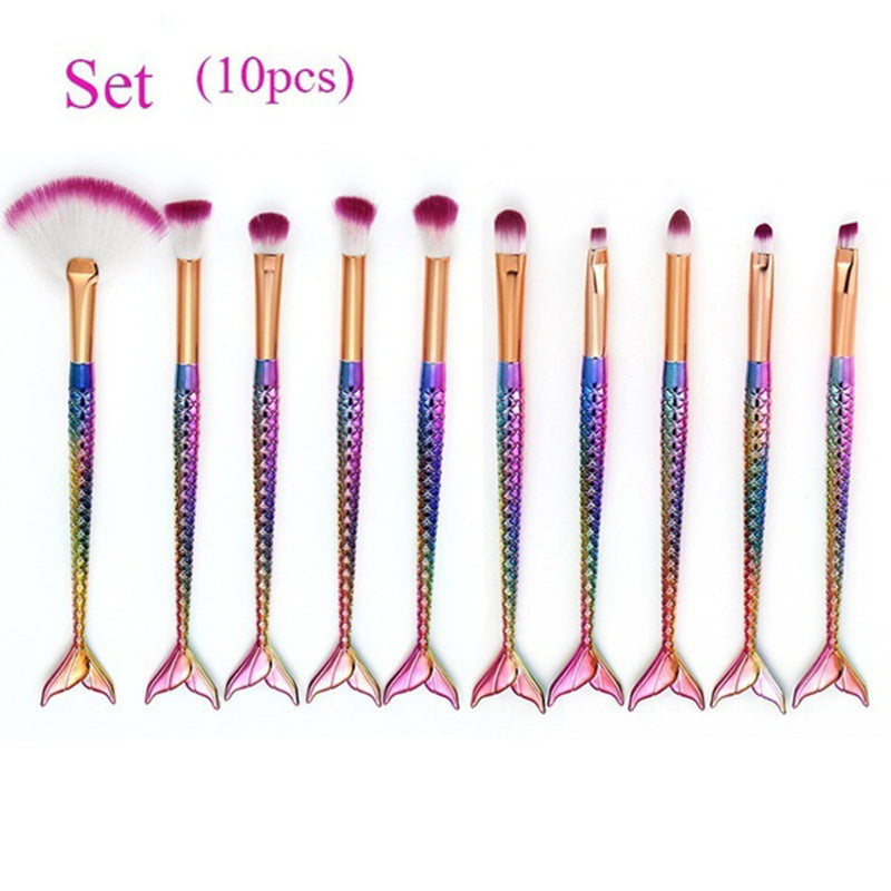 10PCS Make Up Foundation Eyebrow Eyeliner Blush Cosmetic Concealer Brushes