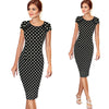 Summer Retro FauxOne-Piece Polka Dot Contrast Patchwork Pencil Knee-Leng Dress